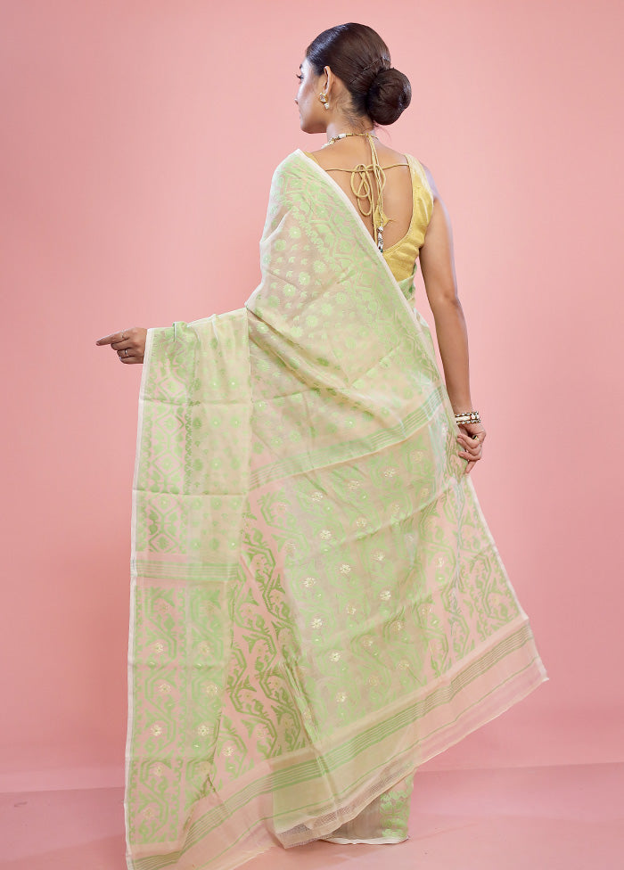 Cream Tant Cotton Saree Without Blouse Piece - Indian Silk House Agencies