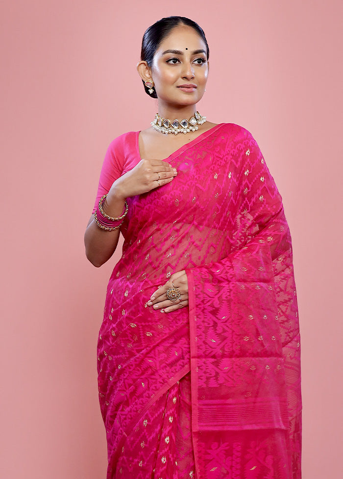 Pink Tant Cotton Saree Without Blouse Piece - Indian Silk House Agencies