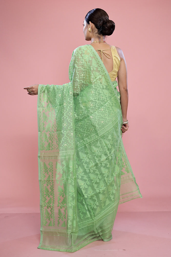 Green Tant Cotton Saree Without Blouse Piece - Indian Silk House Agencies