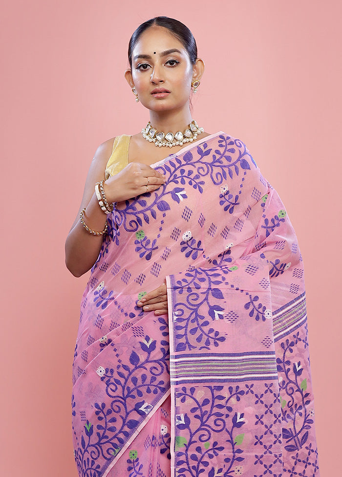 Pink Tant Cotton Saree Without Blouse Piece - Indian Silk House Agencies