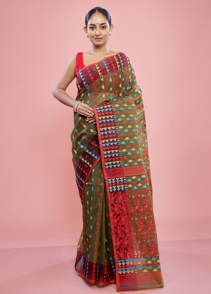 Green Tant Cotton Saree Without Blouse Piece - Indian Silk House Agencies