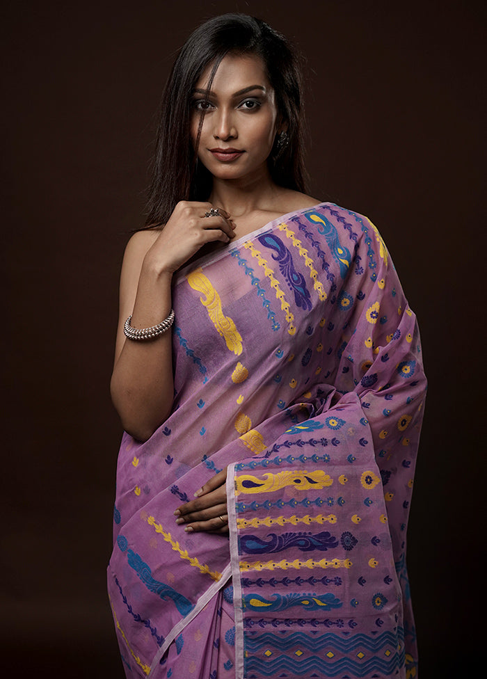 Pink Tant Jamdani Saree Without Blouse Piece - Indian Silk House Agencies