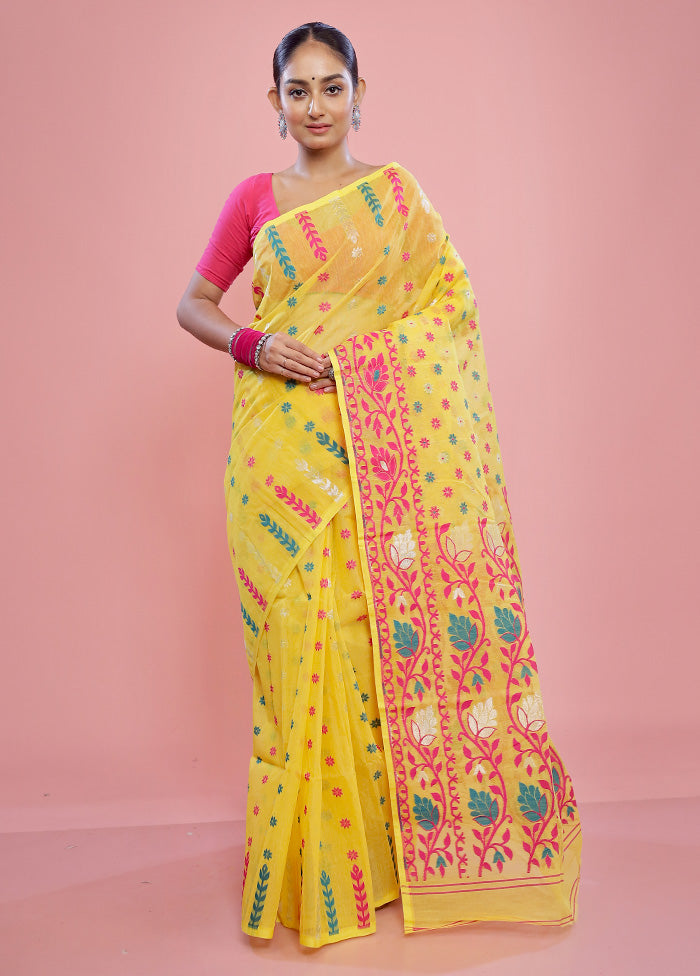 Yellow Tant Cotton Saree Without Blouse Piece - Indian Silk House Agencies