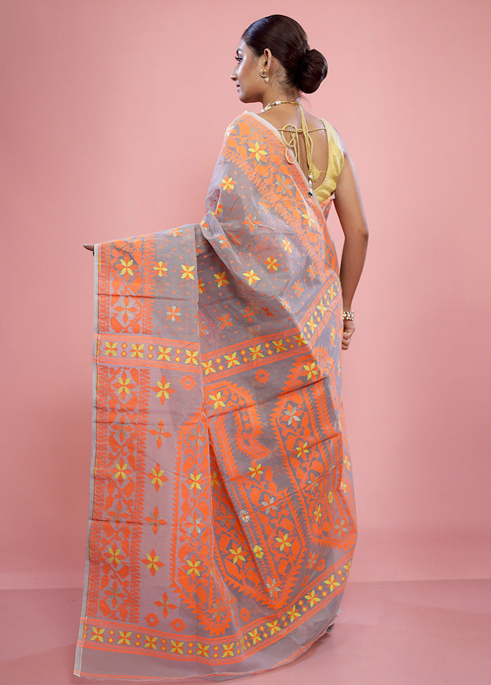 Grey Tant Cotton Saree Without Blouse Piece - Indian Silk House Agencies