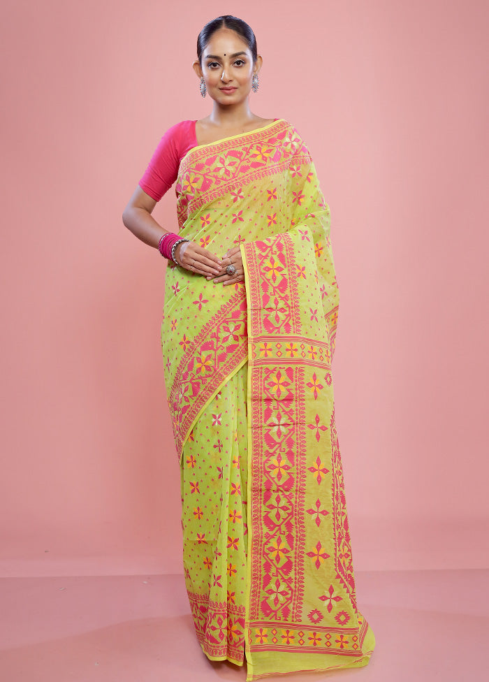 Green Tant Cotton Saree Without Blouse Piece - Indian Silk House Agencies