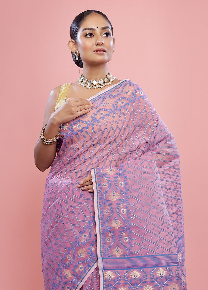 Pink Tant Cotton Saree Without Blouse Piece - Indian Silk House Agencies