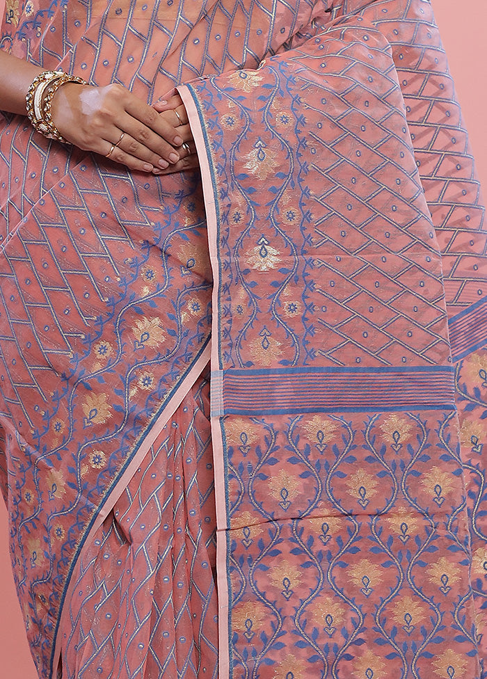 Peach Tant Cotton Saree Without Blouse Piece - Indian Silk House Agencies