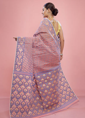 Peach Tant Cotton Saree Without Blouse Piece - Indian Silk House Agencies