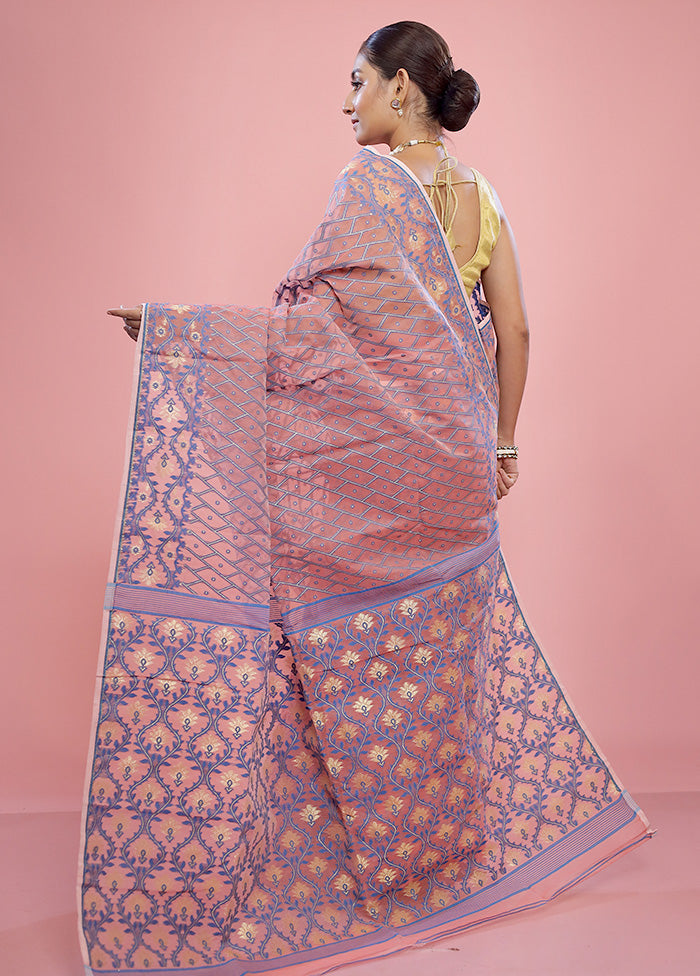 Peach Tant Cotton Saree Without Blouse Piece - Indian Silk House Agencies