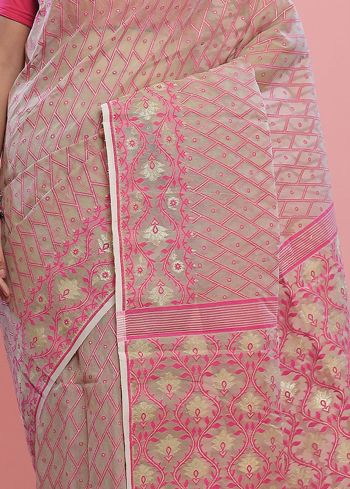 Cream Tant Cotton Saree Without Blouse Piece - Indian Silk House Agencies