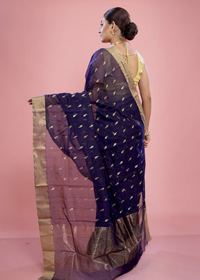 Blue Chanderi Pure Cotton Saree With Blouse Piece - Indian Silk House Agencies