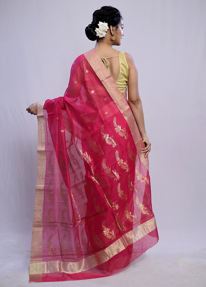 Pink Chanderi Cotton Saree With Blouse Piece - Indian Silk House Agencies