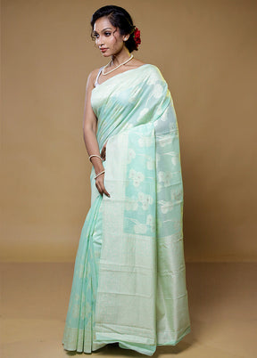 Blue Cotton Saree With Blouse Piece