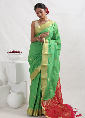 Green Kanjivaram Silk Saree With Blouse Piece - Indian Silk House Agencies