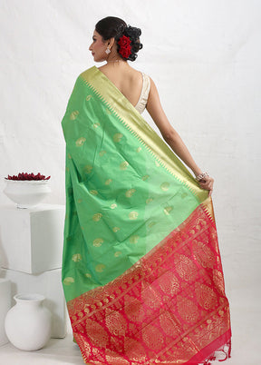 Green Kanjivaram Silk Saree With Blouse Piece - Indian Silk House Agencies