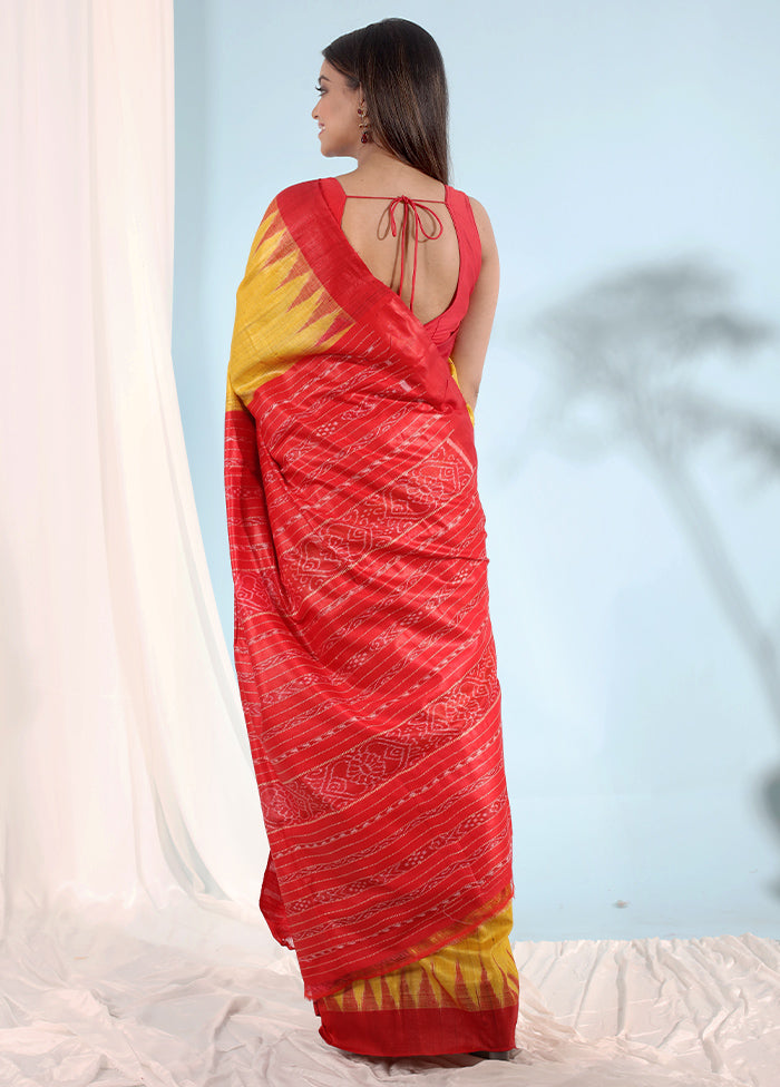 Yellow Tussar Pure Silk Saree With Blouse Piece - Indian Silk House Agencies