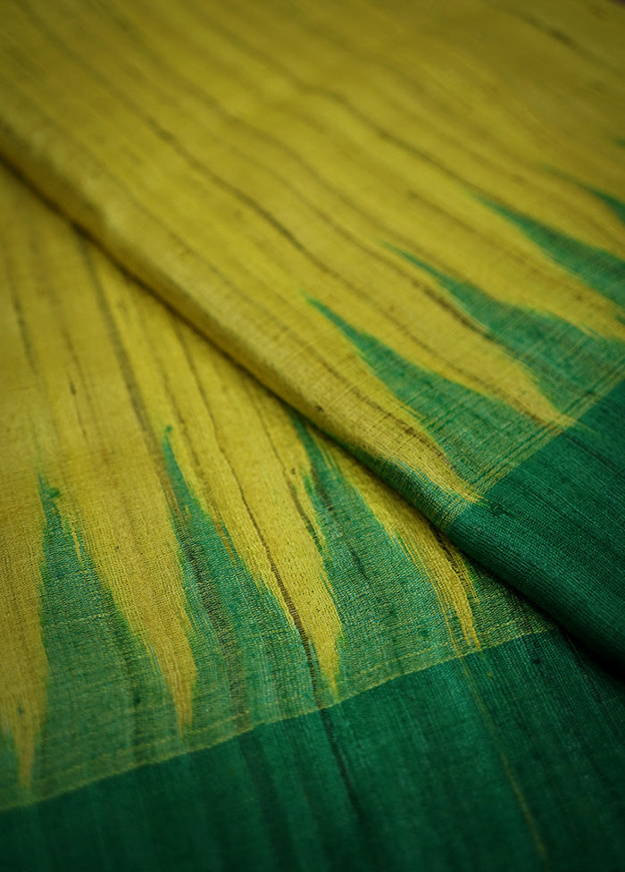 Yellow Tussar Pure Silk Saree With Blouse Piece - Indian Silk House Agencies