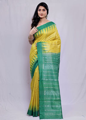 Yellow Tussar Pure Silk Saree With Blouse Piece - Indian Silk House Agencies