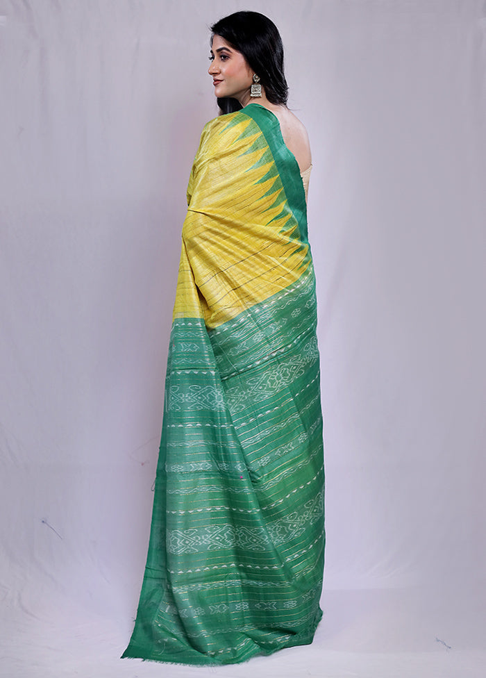 Yellow Tussar Pure Silk Saree With Blouse Piece - Indian Silk House Agencies