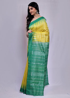 Yellow Tussar Pure Silk Saree With Blouse Piece - Indian Silk House Agencies