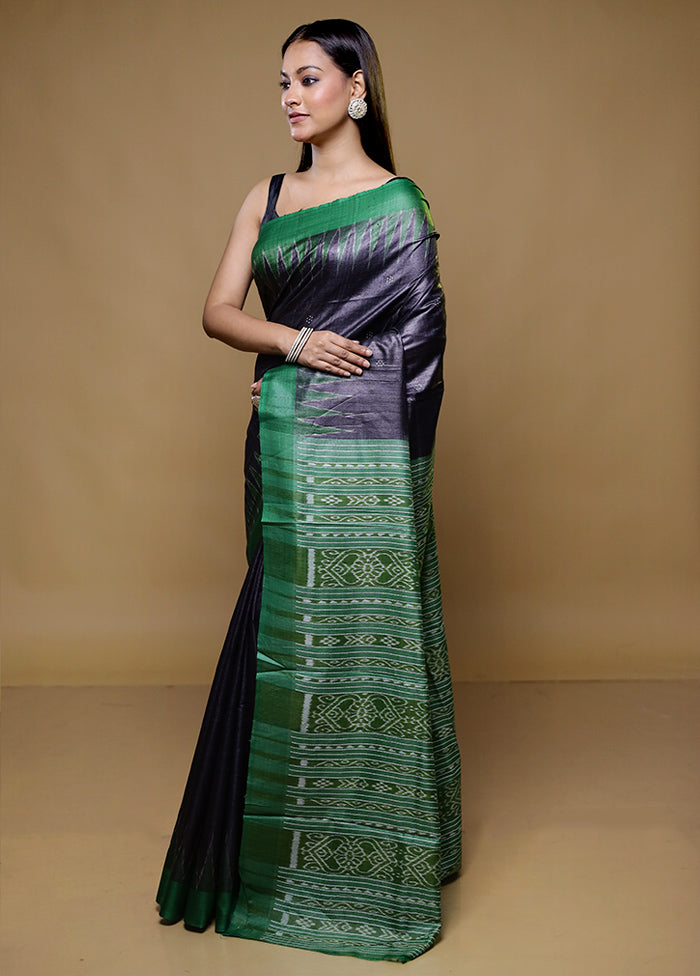 Grey Handloom Tussar Pure Silk Saree With Blouse Piece