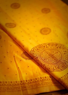 Yellow Dupion Silk Saree With Blouse Piece - Indian Silk House Agencies