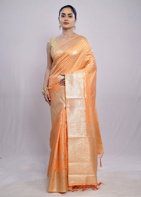 Rust Dupion Silk Saree With Blouse Piece - Indian Silk House Agencies