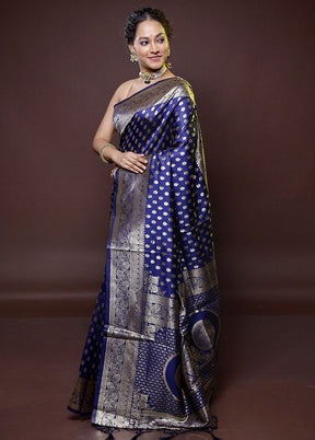 Blue Dupion Silk Saree With Blouse Piece