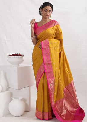 Yellow Katan Pure Silk Saree With Blouse Piece - Indian Silk House Agencies