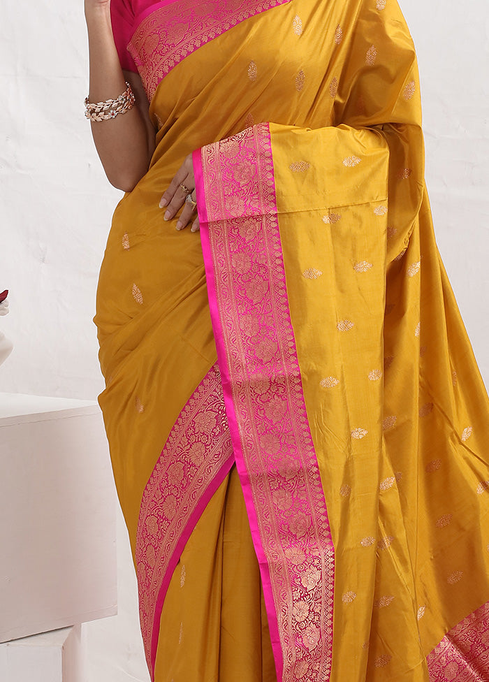 Yellow Katan Pure Silk Saree With Blouse Piece - Indian Silk House Agencies