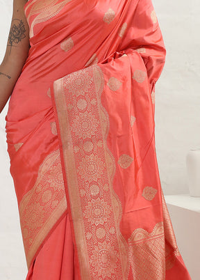 Pink Katan Pure Silk Saree With Blouse Piece - Indian Silk House Agencies