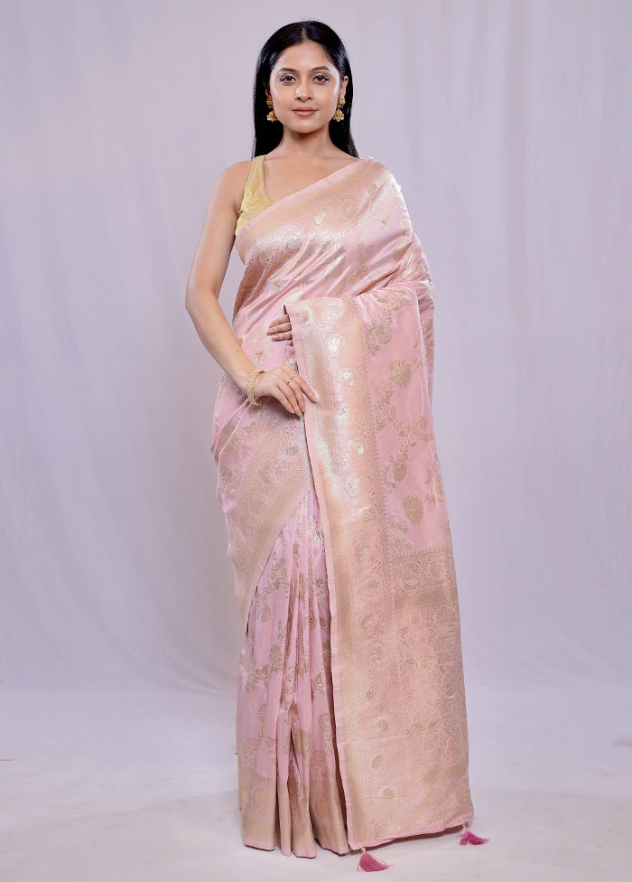 Pink Dupion Silk Saree With Blouse Piece - Indian Silk House Agencies