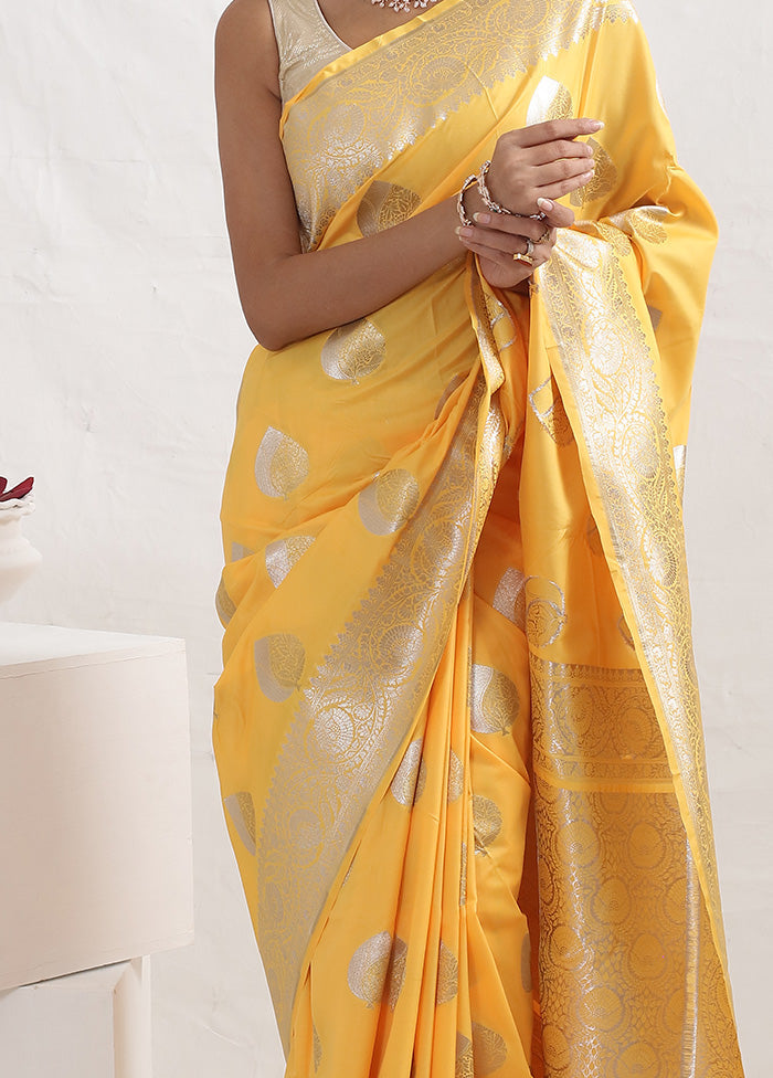 Yellow Semi Katan Silk Saree With Blouse Piece - Indian Silk House Agencies