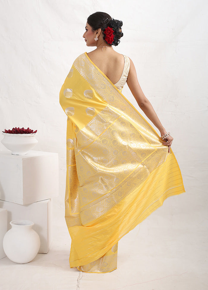 Yellow Semi Katan Silk Saree With Blouse Piece - Indian Silk House Agencies