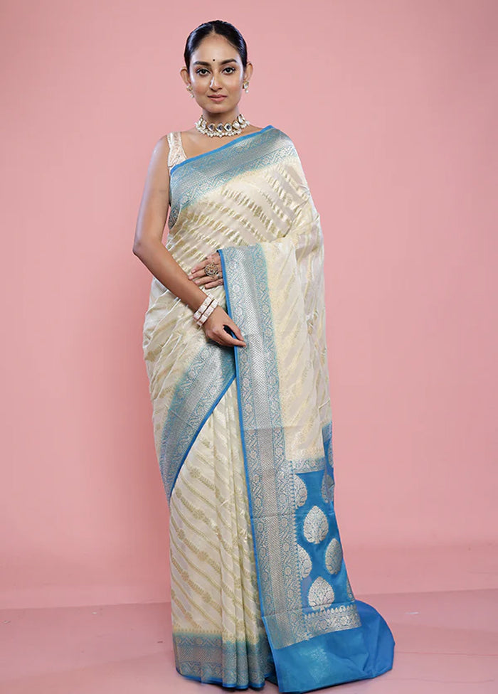 Cream Georgette Saree With Blouse Piece - Indian Silk House Agencies