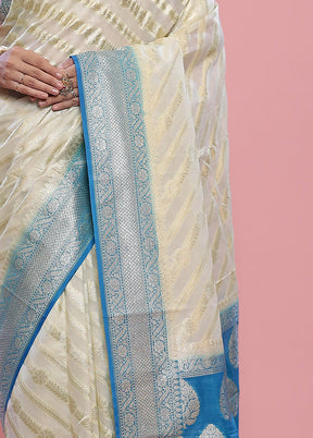 Cream Georgette Saree With Blouse Piece - Indian Silk House Agencies