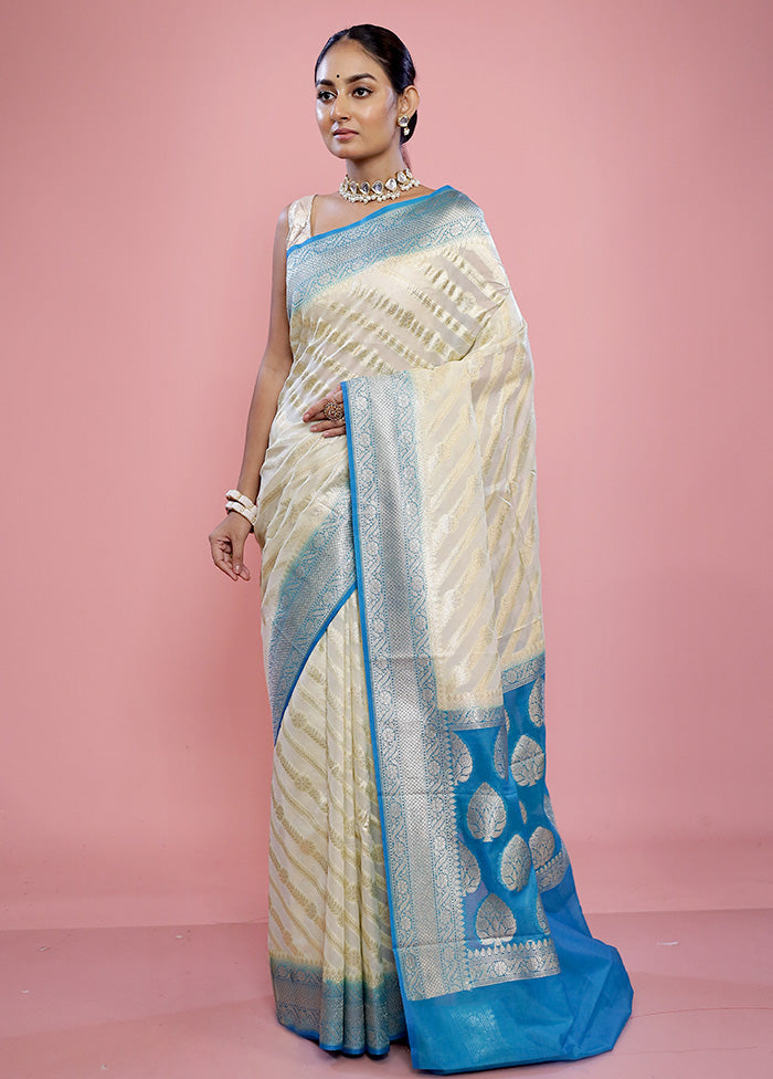 Cream Georgette Saree With Blouse Piece - Indian Silk House Agencies