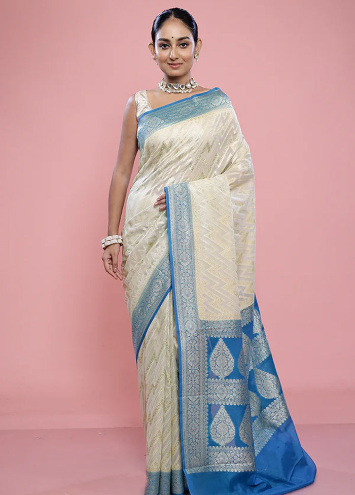 Cream Georgette Saree With Blouse Piece - Indian Silk House Agencies