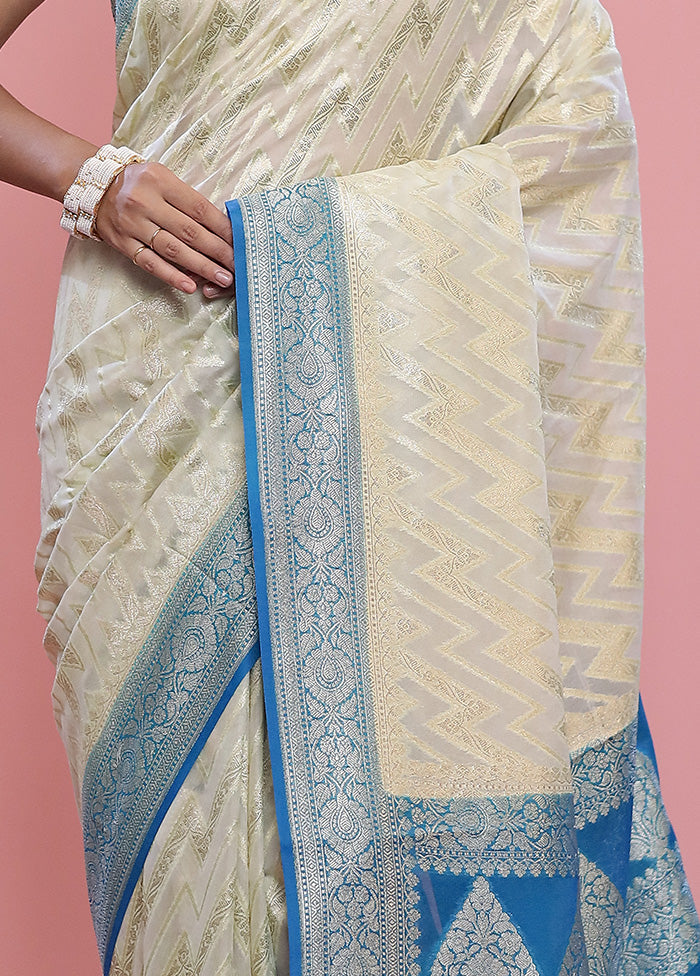 Cream Georgette Saree With Blouse Piece - Indian Silk House Agencies