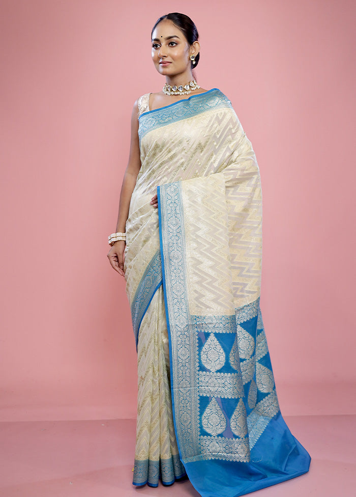 Cream Georgette Saree With Blouse Piece - Indian Silk House Agencies