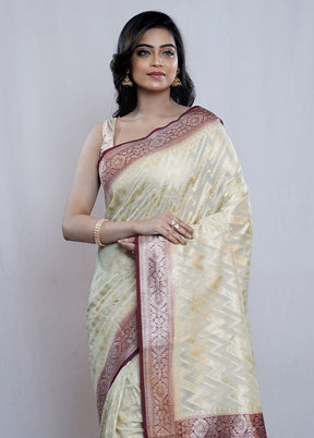 Cream Georgette Saree With Blouse Piece - Indian Silk House Agencies