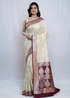 Cream Georgette Saree With Blouse Piece - Indian Silk House Agencies