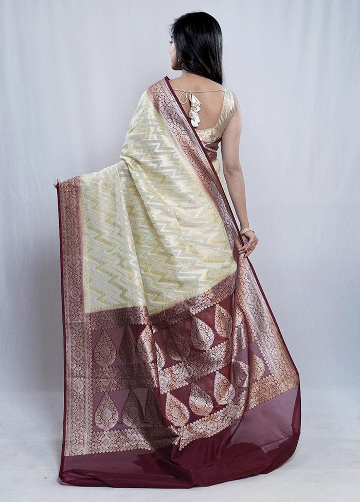 Cream Georgette Saree With Blouse Piece - Indian Silk House Agencies