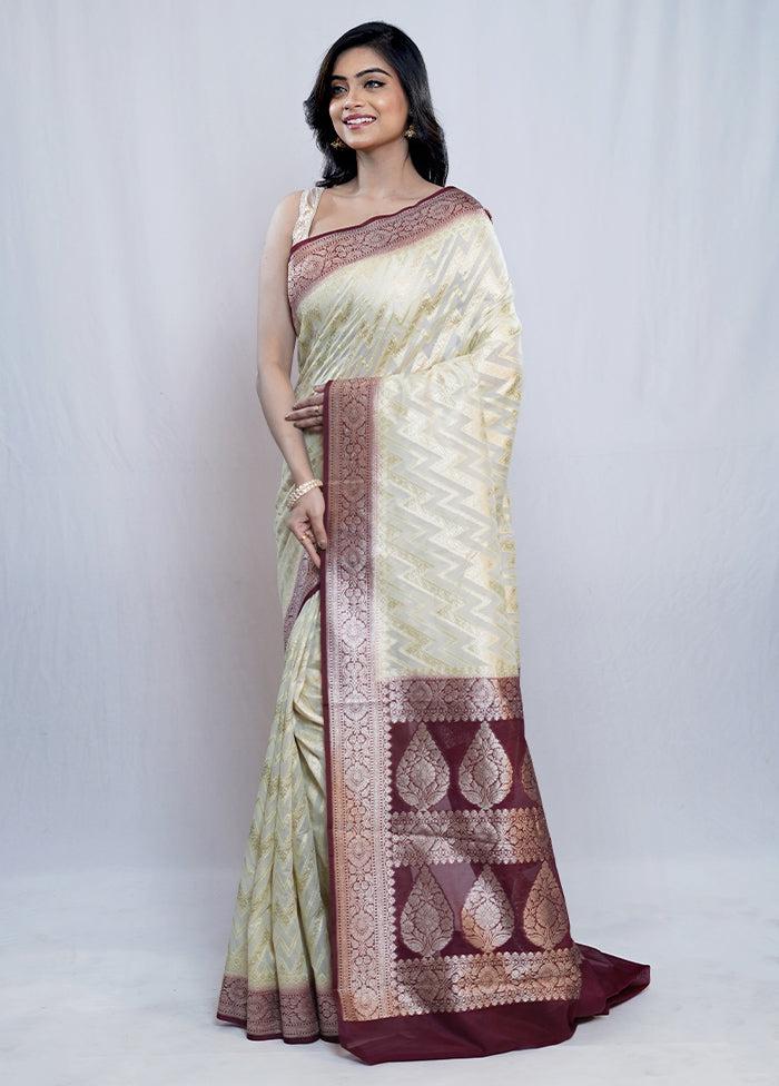 Cream Georgette Saree With Blouse Piece - Indian Silk House Agencies