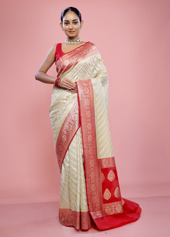 Cream Georgette Saree With Blouse Piece - Indian Silk House Agencies