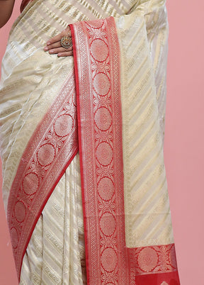 Cream Georgette Saree With Blouse Piece - Indian Silk House Agencies