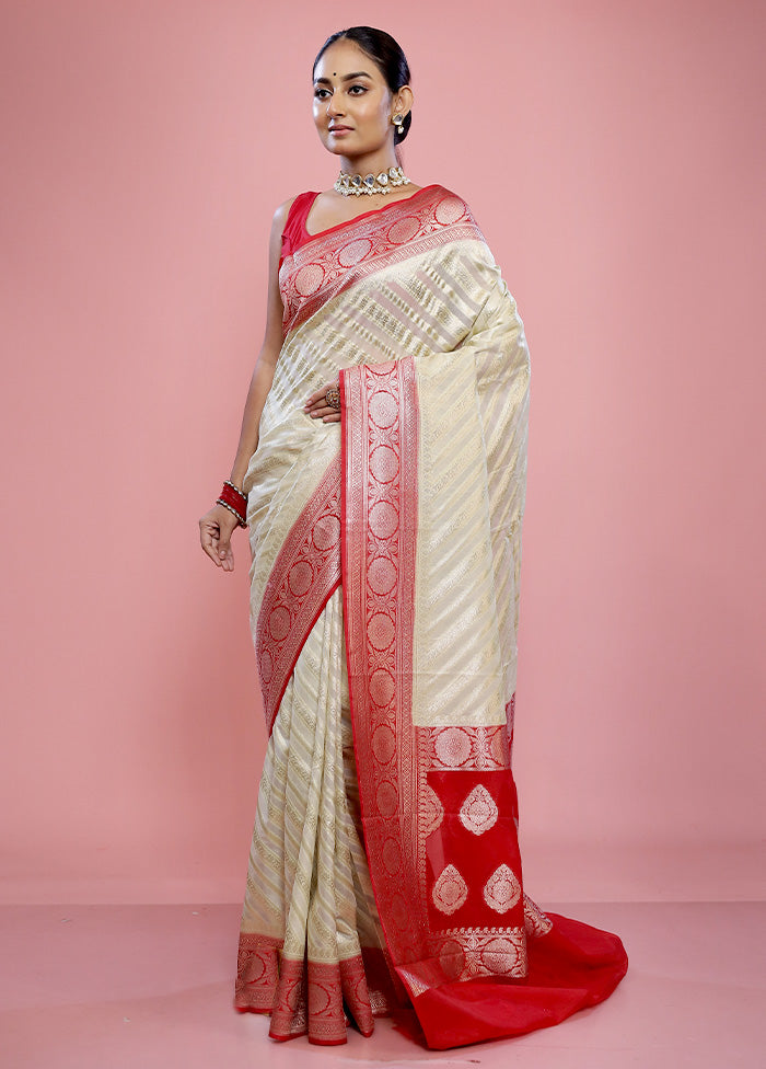 Cream Georgette Saree With Blouse Piece - Indian Silk House Agencies