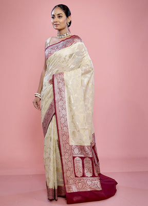 Cream Georgette Saree With Blouse Piece - Indian Silk House Agencies