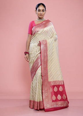 Cream Georgette Saree With Blouse Piece - Indian Silk House Agencies