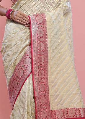 Cream Georgette Saree With Blouse Piece - Indian Silk House Agencies